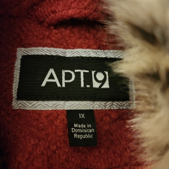 Apt 9 Wool Blend Rust Pea Coat Faux Fur Trim Women's 1X Plus Size Elegant EUC - Picture 14 of 16